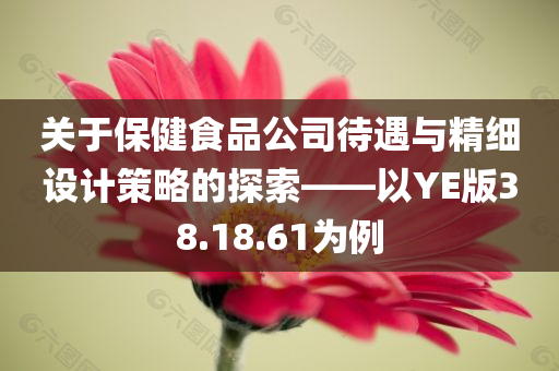 关于保健食品公司待遇与精细设计策略的探索——以YE版38.18.61为例