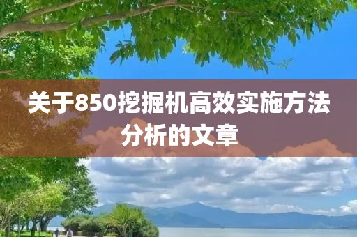 关于850挖掘机高效实施方法分析的文章