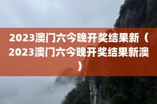 2023澳门六今晚开奖结果新（2023澳门六今晚开奖结果新澳）