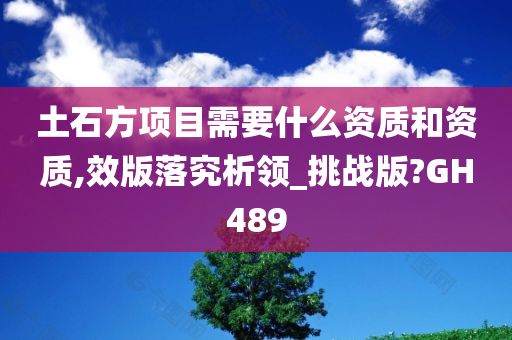 土石方项目需要什么资质和资质,效版落究析领_挑战版?GH489