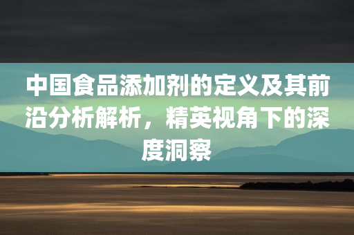 中国食品添加剂的定义及其前沿分析解析，精英视角下的深度洞察