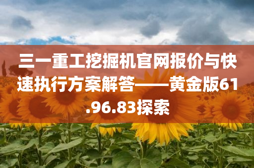 三一重工挖掘机官网报价与快速执行方案解答——黄金版61.96.83探索