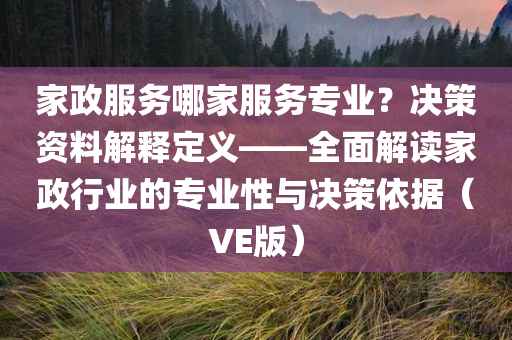 家政服务哪家服务专业？决策资料解释定义——全面解读家政行业的专业性与决策依据（VE版）