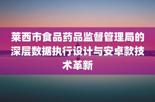 莱西市食品药品监督管理局的深层数据执行设计与安卓款技术革新