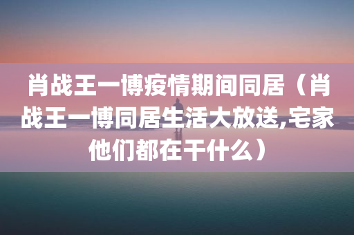 肖战王一博疫情期间同居（肖战王一博同居生活大放送,宅家他们都在干什么）