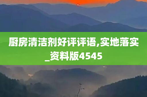 厨房清洁剂好评评语,实地落实_资料版4545