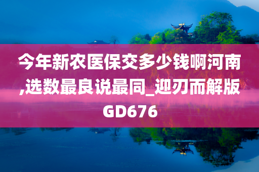 今年新农医保交多少钱啊河南,选数最良说最同_迎刃而解版GD676