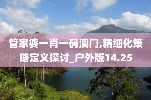 管家婆一肖一码澳门,精细化策略定义探讨_户外版14.25