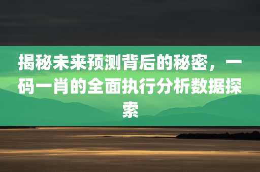 揭秘未来预测背后的秘密，一码一肖的全面执行分析数据探索