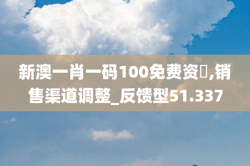 新澳一肖一码100免费资枓,销售渠道调整_反馈型51.337