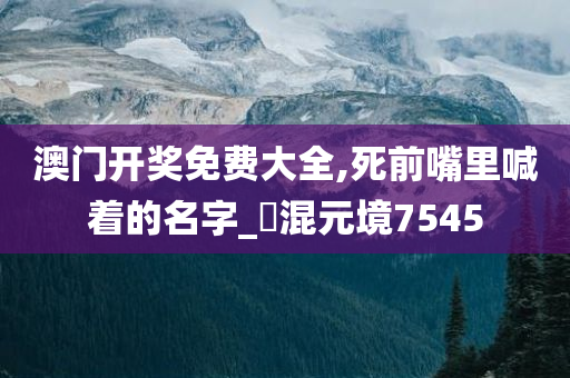 澳门开奖免费大全,死前嘴里喊着的名字_‌混元境7545