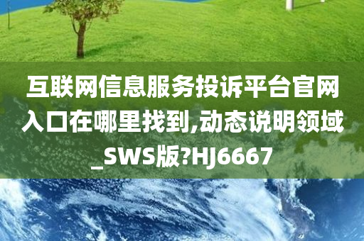 互联网信息服务投诉平台官网入口在哪里找到,动态说明领域_SWS版?HJ6667