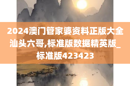 2024澳门管家婆资料正版大全汕头六哥,标准版数据精英版_标准版423423