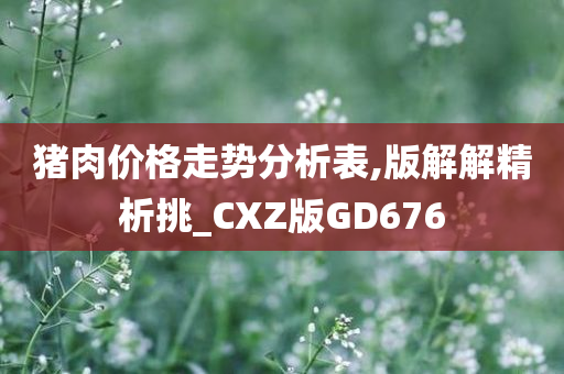 猪肉价格走势分析表,版解解精析挑_CXZ版GD676