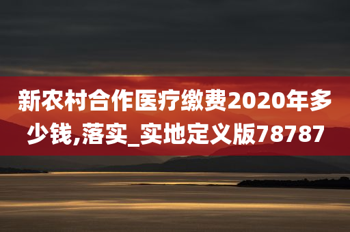 新农村合作医疗缴费2020年多少钱,落实_实地定义版78787