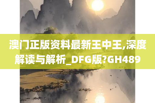 澳门正版资料最新王中王,深度解读与解析_DFG版?GH489