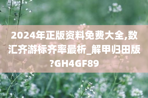 2024年正版资料免费大全,数汇齐游标齐率最析_解甲归田版?GH4GF89