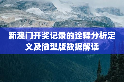 新澳门开奖记录的诠释分析定义及微型版数据解读