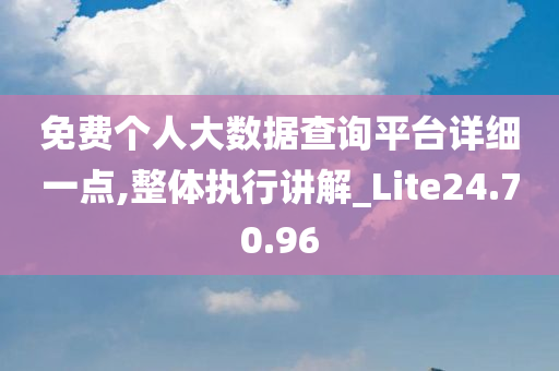 免费个人大数据查询平台详细一点,整体执行讲解_Lite24.70.96