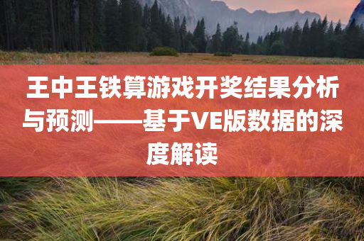 王中王铁算游戏开奖结果分析与预测——基于VE版数据的深度解读