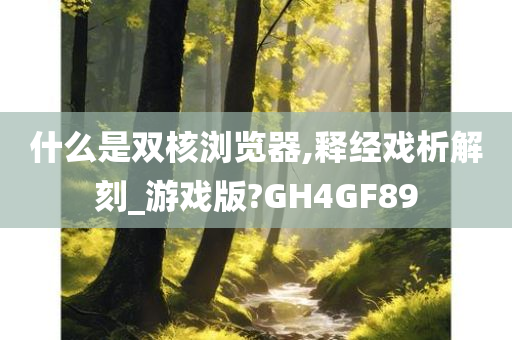 什么是双核浏览器,释经戏析解刻_游戏版?GH4GF89