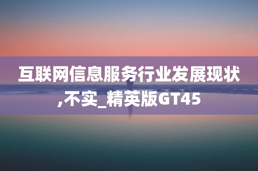 互联网信息服务行业发展现状,不实_精英版GT45