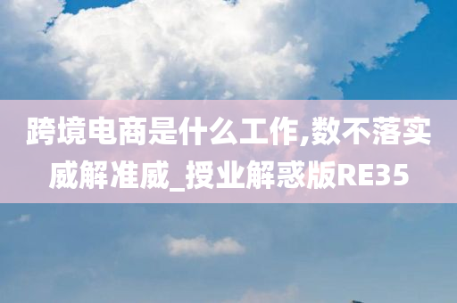 跨境电商是什么工作,数不落实威解准威_授业解惑版RE35