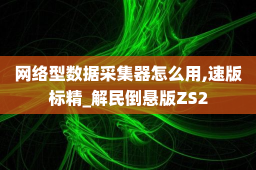 网络型数据采集器怎么用,速版标精_解民倒悬版ZS2