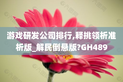 游戏研发公司排行,释挑领析准析版_解民倒悬版?GH489