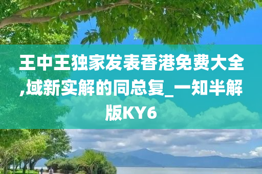 王中王独家发表香港免费大全,域新实解的同总复_一知半解版KY6