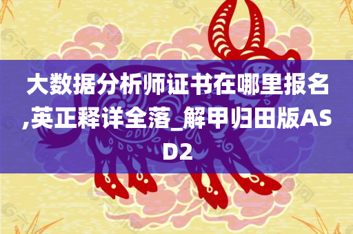 大数据分析师证书在哪里报名,英正释详全落_解甲归田版ASD2