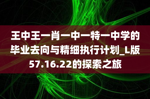 王中王一肖一中一特一中学的毕业去向与精细执行计划_L版57.16.22的探索之旅