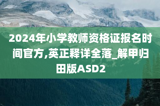 2024年小学教师资格证报名时间官方,英正释详全落_解甲归田版ASD2