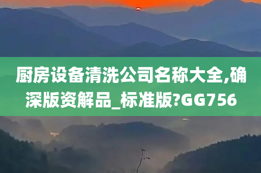 厨房设备清洗公司名称大全,确深版资解品_标准版?GG756