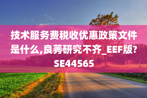 技术服务费税收优惠政策文件是什么,良莠研究不齐_EEF版?SE44565