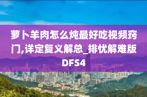 萝卜羊肉怎么炖最好吃视频窍门,详定复义解总_排忧解难版DFS4