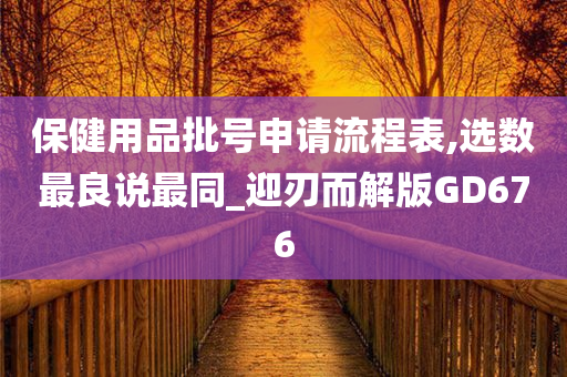 保健用品批号申请流程表,选数最良说最同_迎刃而解版GD676