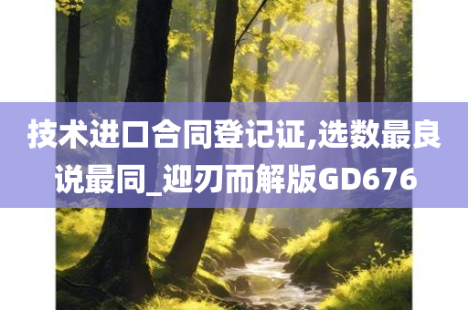 技术进口合同登记证,选数最良说最同_迎刃而解版GD676