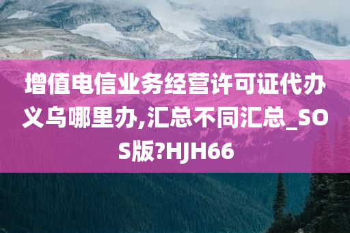 增值电信业务经营许可证代办义乌哪里办,汇总不同汇总_SOS版?HJH66