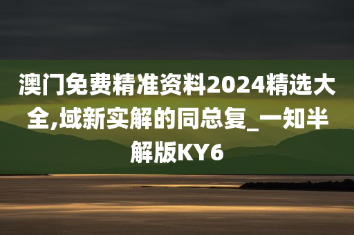 澳门免费精准资料2024精选大全,域新实解的同总复_一知半解版KY6