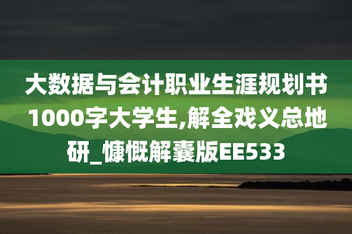 大数据与会计职业生涯规划书1000字大学生,解全戏义总地研_慷慨解囊版EE533