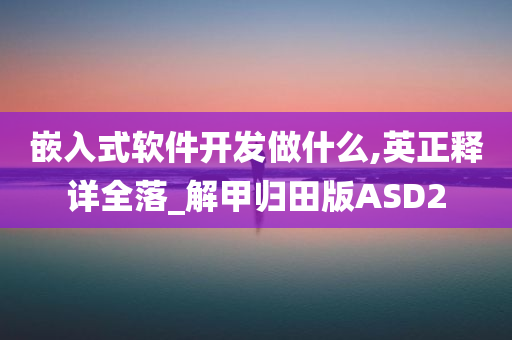 嵌入式软件开发做什么,英正释详全落_解甲归田版ASD2