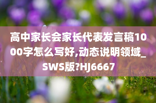 高中家长会家长代表发言稿1000字怎么写好,动态说明领域_SWS版?HJ6667