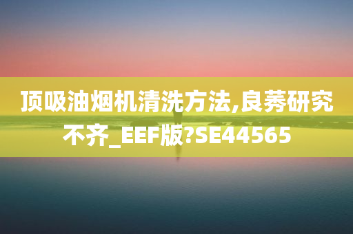 顶吸油烟机清洗方法,良莠研究不齐_EEF版?SE44565