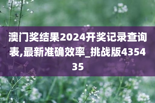 澳门奖结果2024开奖记录查询表,最新准确效率_挑战版435435