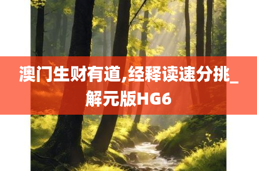 澳门生财有道,经释读速分挑_解元版HG6