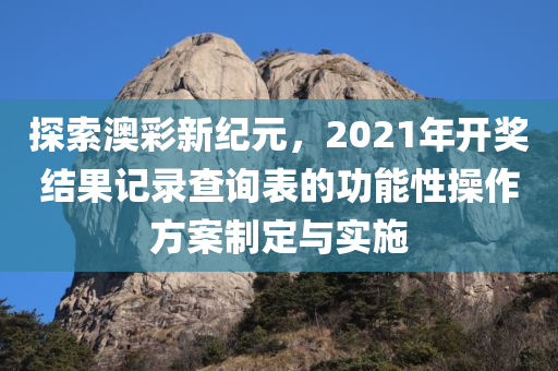 探索澳彩新纪元，2021年开奖结果记录查询表的功能性操作方案制定与实施