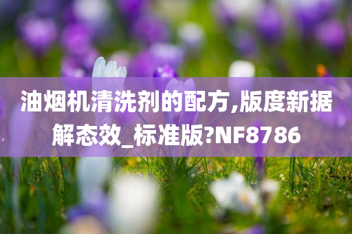 油烟机清洗剂的配方,版度新据解态效_标准版?NF8786