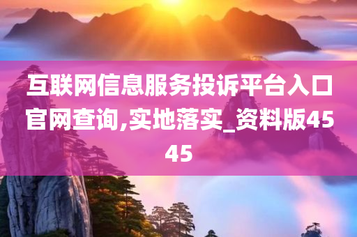 互联网信息服务投诉平台入口官网查询,实地落实_资料版4545