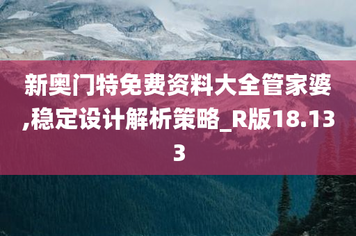 新奥门特免费资料大全管家婆,稳定设计解析策略_R版18.133